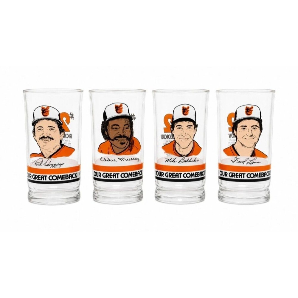 1985 Baltimore Orioles Vintage MLB Glasses Coke Our Great Comeback Murray Dempse
